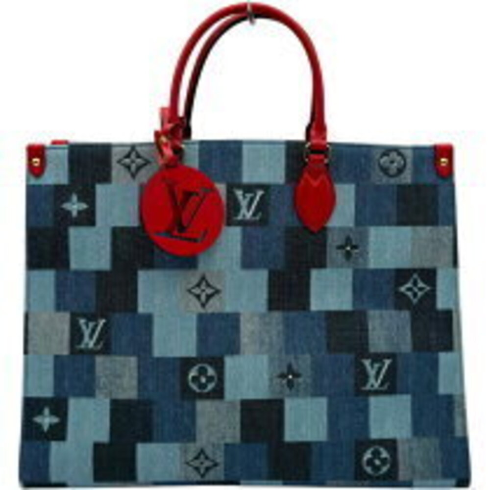 Louis Vuitton On the Go Blue Monogram Denim Patchwork Tote Bag